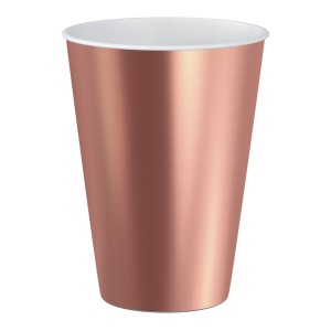 Copos de Papel 250ml - Rosé Gold Metálico c/8 Make+
