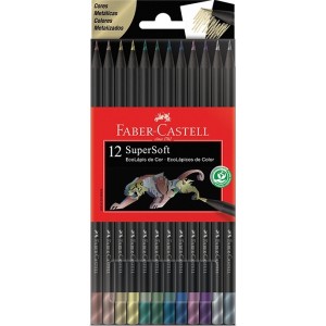 Lápis de Cor 12 Cores Supersoft Metálico Faber Castell