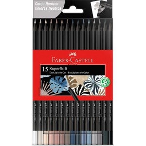 Lápis de Cor 15 Cores Supersoft Cores Neutras Faber Castell