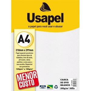 Papel Casca de Ovo Branco A4 180g 50fls Usapel