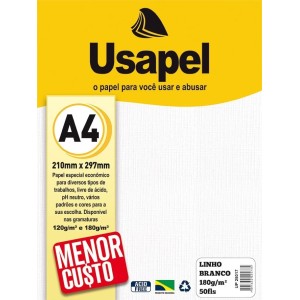 Papel Linho Branco A4 180g 50fls Usapel