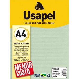 Papel Vergê Verde A4 180g 50fls Usapel