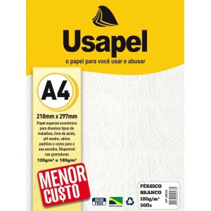 Papel Pérsico Branco A4 180g 50fls Usapel
