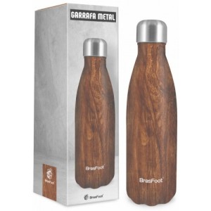 Garrafa Térmica Metal 500ml - Madeira Envelopado Brasfoot
