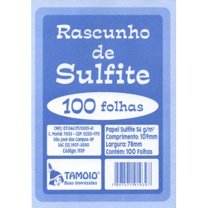 Bloco de Rascunho Sulfite Pequeno 1/72 100 Folhas Tamoio