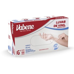 Luva de Vinil G Branca Sem Pó c/100 Vabene