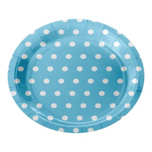 Pratos de Papel 18cm - Bolinhas Azul e Branco c/8 Make+