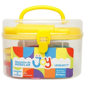 Kit Massa de Modelar Joy Maleta 8 Cores + 15 Moldes Leo e Leo