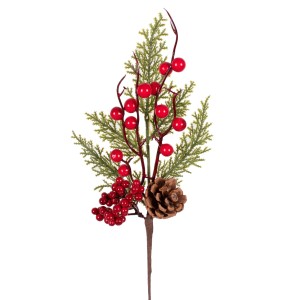 Enfeite Natalino Pinhas e Berries Verde 40cm 53726 Grillo