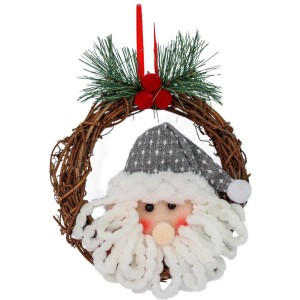Guirlanda Natalina com Carinho de Papai Noel Tricot 16cm 22259 Magizi
