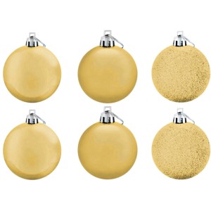 Bola de Natal 8cm Dourada Mista c/6 Magizi
