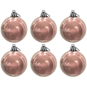 Bola de Natal 6cm Rosé Gold Perolizada c/6 Magizi