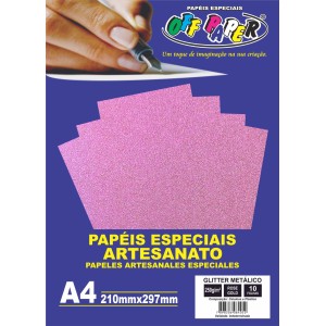 Papel Glitter Metálico A4 Rosé Gold 250g 10fls Off Paper