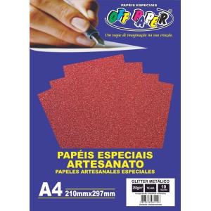 Papel Glitter Metálico A4 Telha 250g 10fls Off Paper