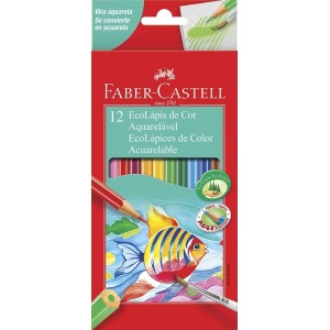 Lápis de Cor 12 Cores Aquarelável + Pincel Faber Castell