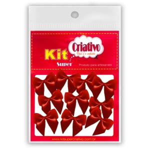 Laço de Cetim Pequeno - Vermelho c/10 Kit Super Criativo