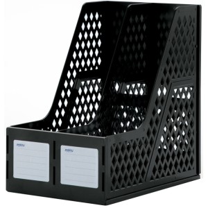 Organizador de Pastas e Revistas Duplo - Preto Waleu