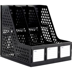 Organizador de Pastas e Revistas Triplo - Preto Waleu