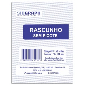 Bloco de Rascunho sem Picote 50 Folhas SidGraph