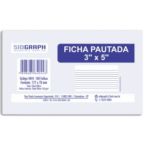 Ficha Pautada 3x5 100 Folhas SidGraph