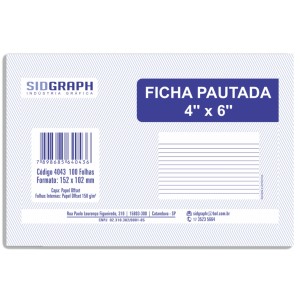 Ficha Pautada 4x6 100 Folhas SidGraph