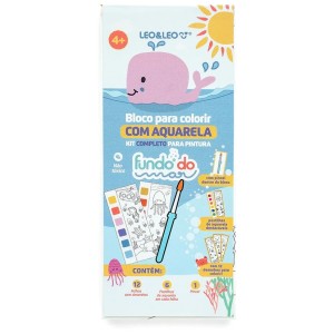 Bloco para Colorir com Aquarela - Fundo do Mar Leo e Leo