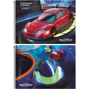 Caderno de Cartografia Milimetrado Cross Racing 80 Folhas Foroni