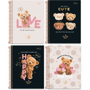 Caderno 1 Matéria Plush Pals 80 Folhas Cadersil