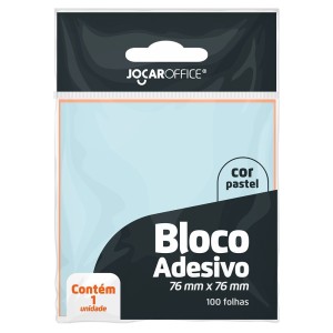 Bloco Adesivo 76mm x 76mm - Azul Pastel 100 Folhas Jocar Office