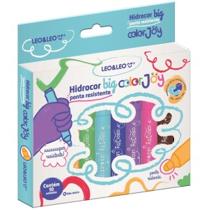 Canetinha Hidrográfica 10 Cores Jumbo Color Joy Leo e Leo