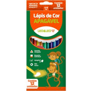 Lápis de Cor 12 Cores Apagável Leo e Leo