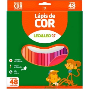 Lápis de Cor 48 Cores Sextavado Leo e Leo