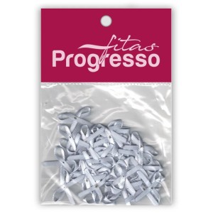 Laço de Cetim 4mm - Prata c/50 Progresso