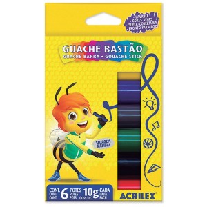 Guache Bastão 6 Cores Lavável Acrilex