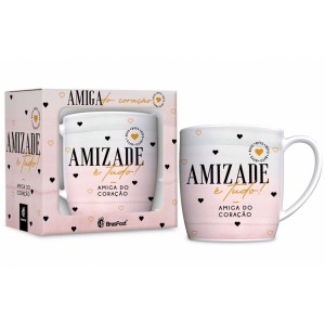 Caneca Porcelana Urban 300ml - Amiga do Coração Brasfoot