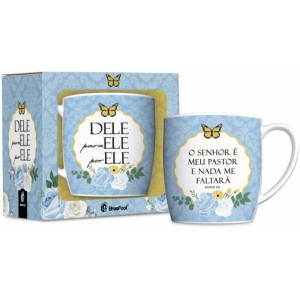 Caneca Porcelana Urban 300ml - Fé - Dele e Para Ele Brasfoot