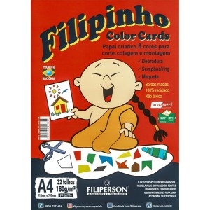Bloco Criativo A4 Color Cards 180g 32fls Filipinho