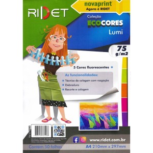 Bloco Ecocores A4 Lumi 75g 50fls Ridet