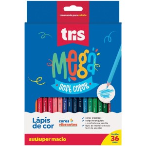 Lápis de Cor 36 Cores Triangular Mega Soft Color Tris