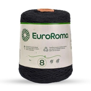 Barbante N.8 250 - Preto 600g EuroRoma