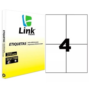 Etiqueta Adesiva Branca A4 - 149,0mm x 105,0mm (4 Etiquetas) 100 Folhas 9061 Link