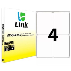 Etiqueta Adesiva Branca Carta - 106,36mm x 138,11mm (4 Etiquetas) 100 Folhas 8005 Link