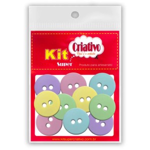 Botões Tons Pastéis 20mm c/10 Kit Super Criativo