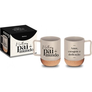 Caneca de Vidro Cork 350ml - Pai Amor e Coragem Brasfoot
