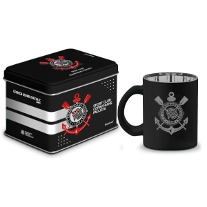 Caneca Vidro Diamond Metalic 300ml - Corinthians Brasfoot