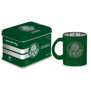 Caneca Vidro Diamond Metalic 300ml - Palmeiras Brasfoot