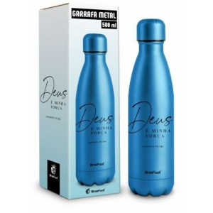 Garrafa Térmica Metal 500ml - Fé - Deus é Minha Força Brasfoot