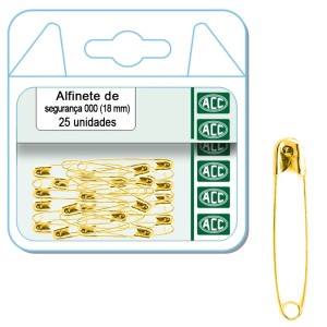 Alfinete de Segurança 18mm Dourado c/25 ACC