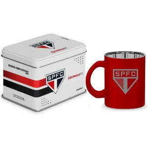 Caneca Vidro Diamond Metalic 300ml - São Paulo Brasfoot