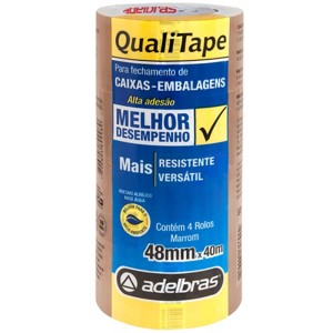Fita Adesiva Marrom 48mm x 40m - Pacote com 4 Rolos Adelbras